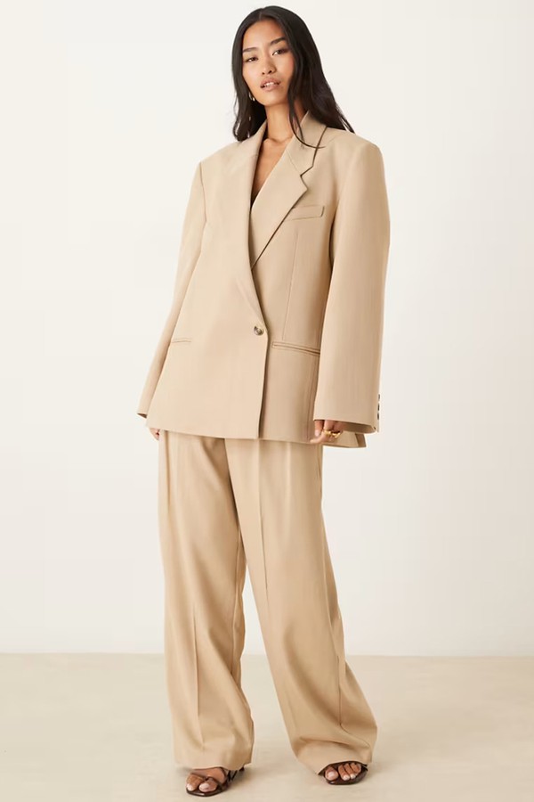 Tailored Wide Leg Trousers With Tab Detail Trousers from ASOS DESIGN