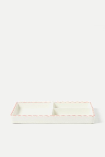 Scallop Pink & White Ceramic Tray from Oliver Bonas