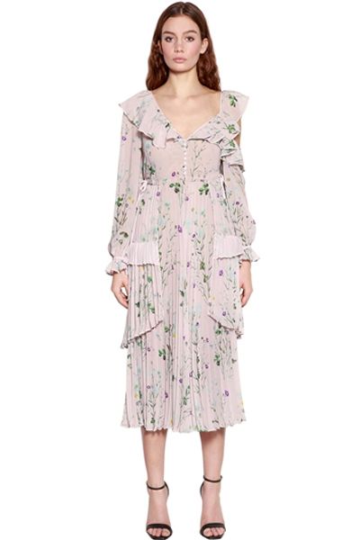 Floral Chiffon Midi Dress from Self-Portrait