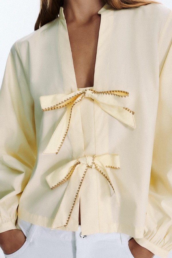 Striped Poplin Shirt With Ties