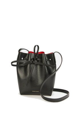 Women's Mini Mini Saffiano Bucket Bag - Black/Flamma from Mansur Gavriel