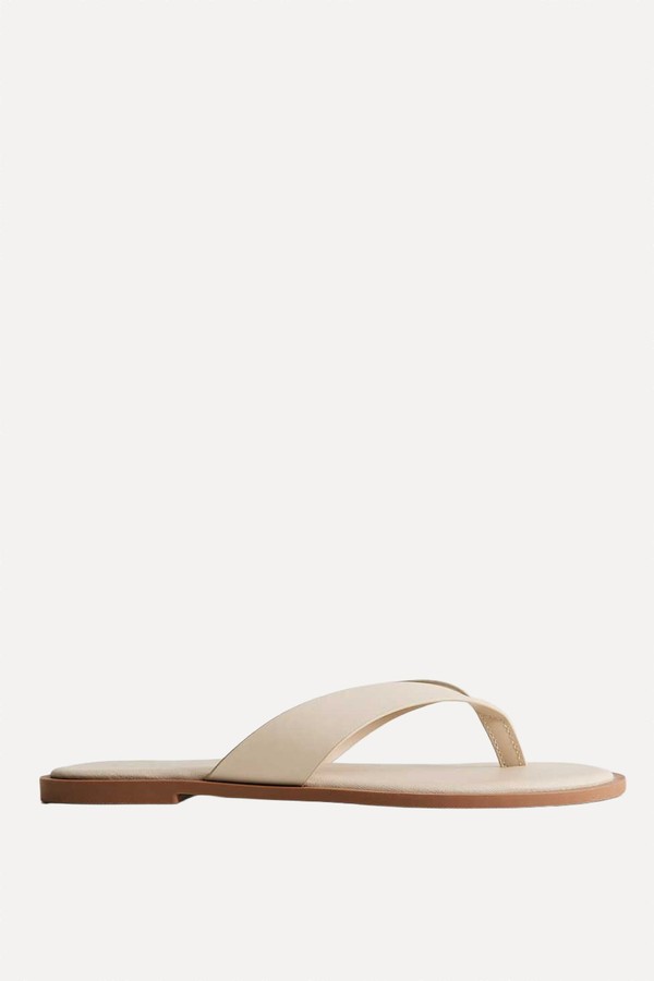 Faux Leather Toe Post Sandals