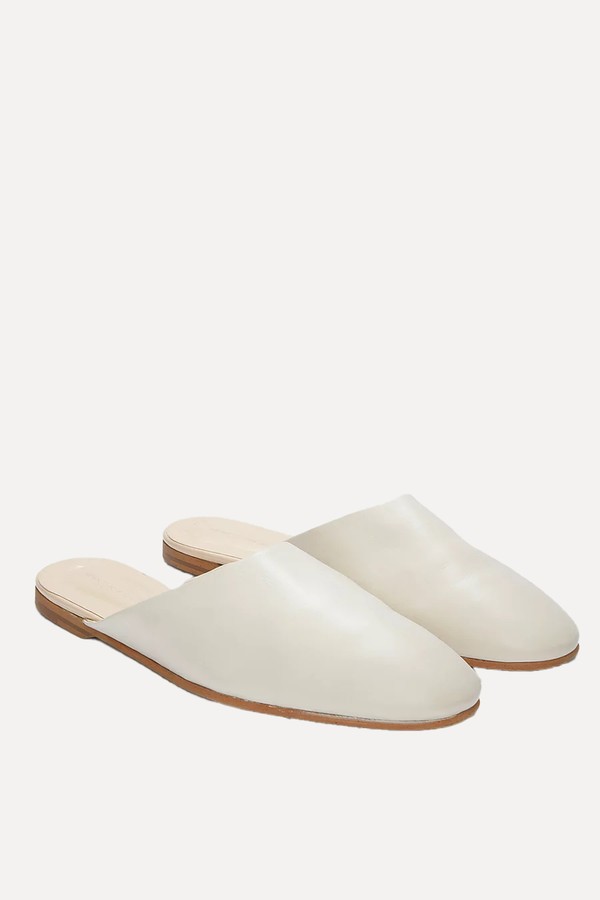 Leather Flat Mule Shoes