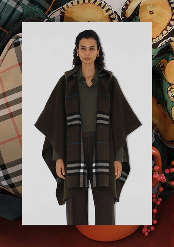 Reversible Check Cashmere Cape