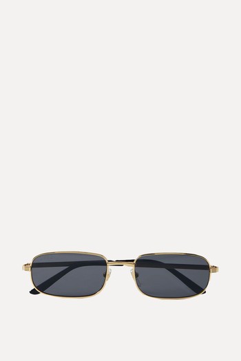 Rectangular-Frame Gold-Tone Sunglasses from Gucci