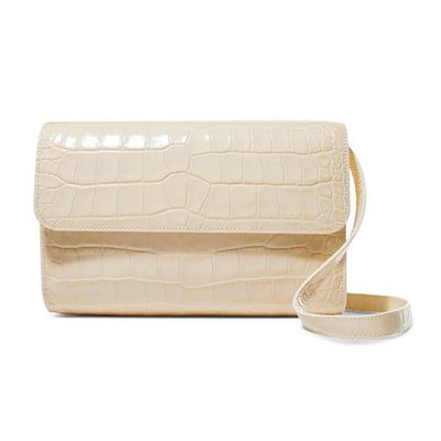 Cross Over Croc Effect Leather Shoulder Bag from By Far