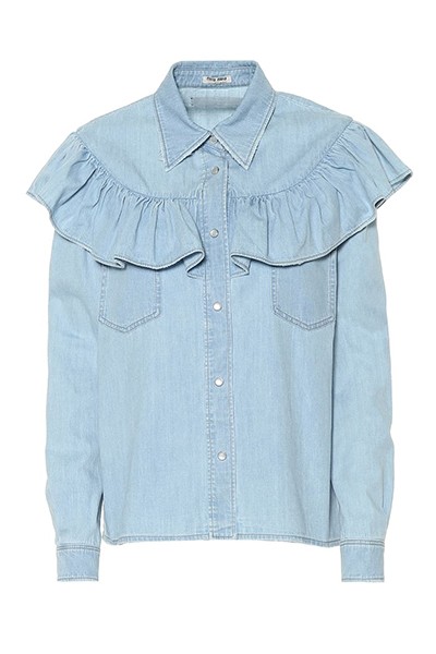 Ruffled Denim Blouse from Miu Miu