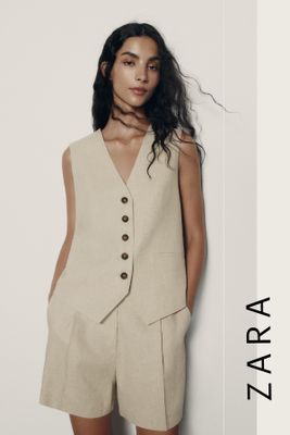 Tailored Linen Blend Waistcoat from Zara