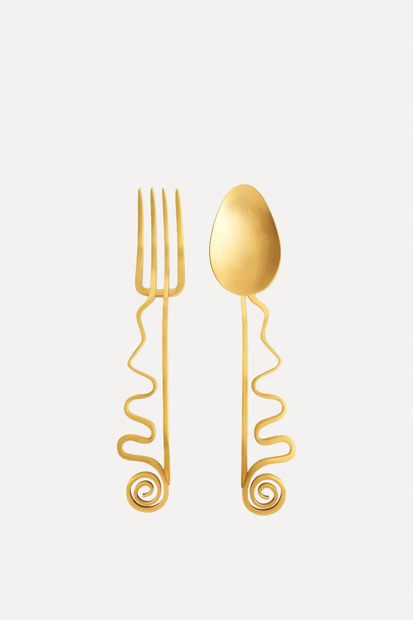 Spirale 24ct Yellow Gold-Plated Metal Serving Set from L'Objet