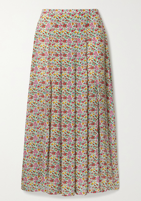 Georgia Pleated Floral-Print Cotton & Silk-Blend Midi Skirt from Rixo