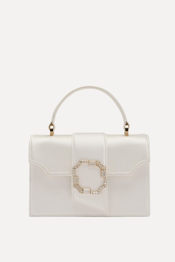 Audrey White Satin Mini Handbag