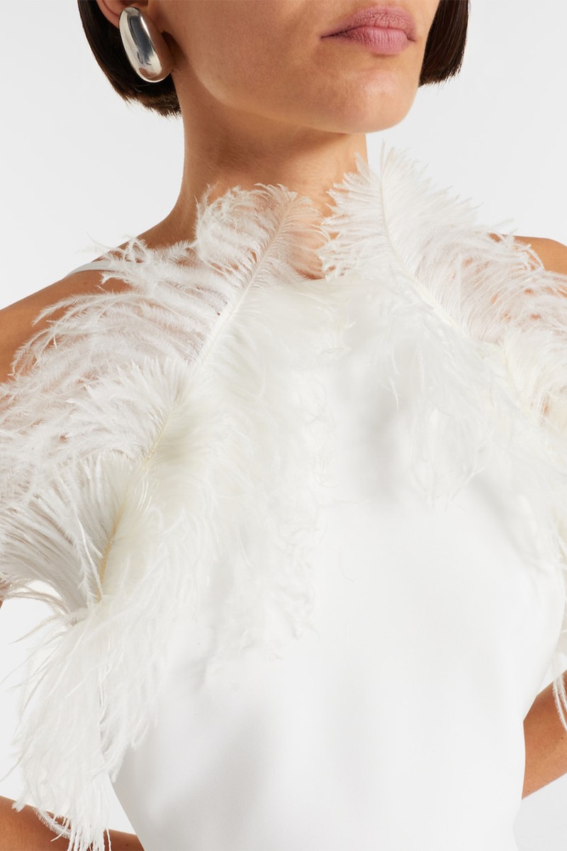 Feather-Trimmed Cady Minidress from The Attico