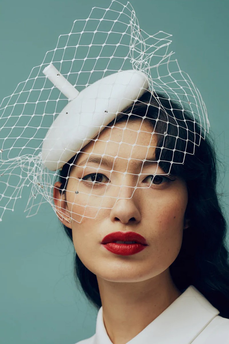 Constance Crystal Veiled Satin Beret from Awon Golding