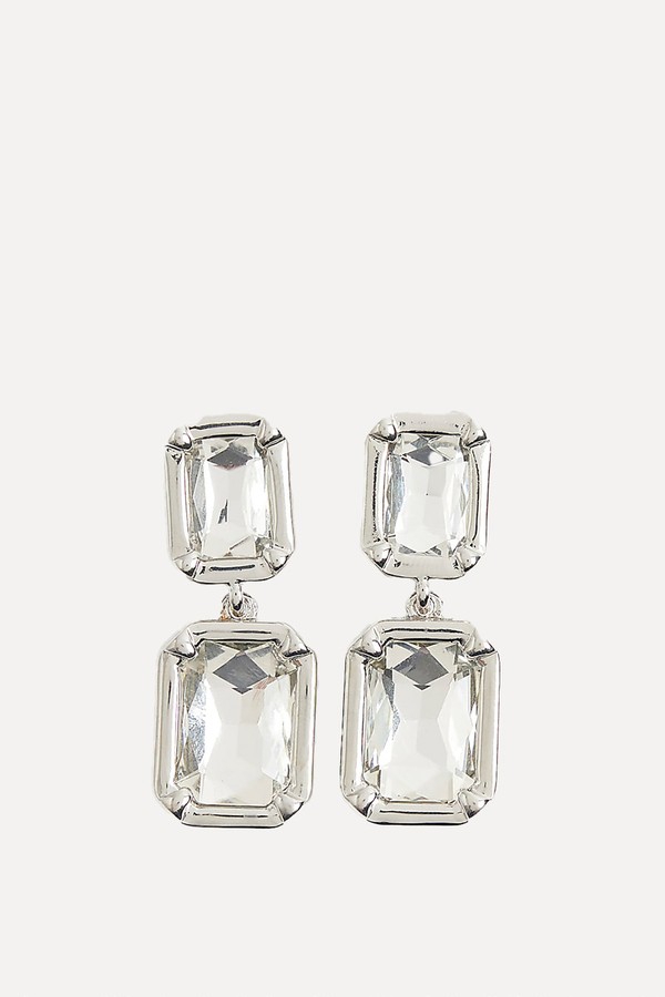 Silver Gemstone Drop Earrings from River Island 