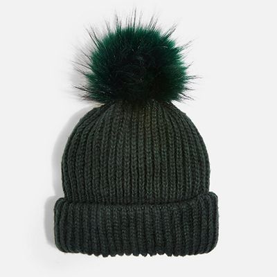 Knitted Faux Fur Pom Pom Beanie from Topshop