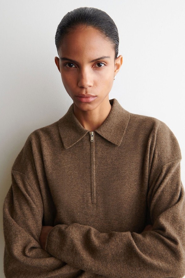 Merino Wool-Yak Zip-Up Polo Shirt from COS