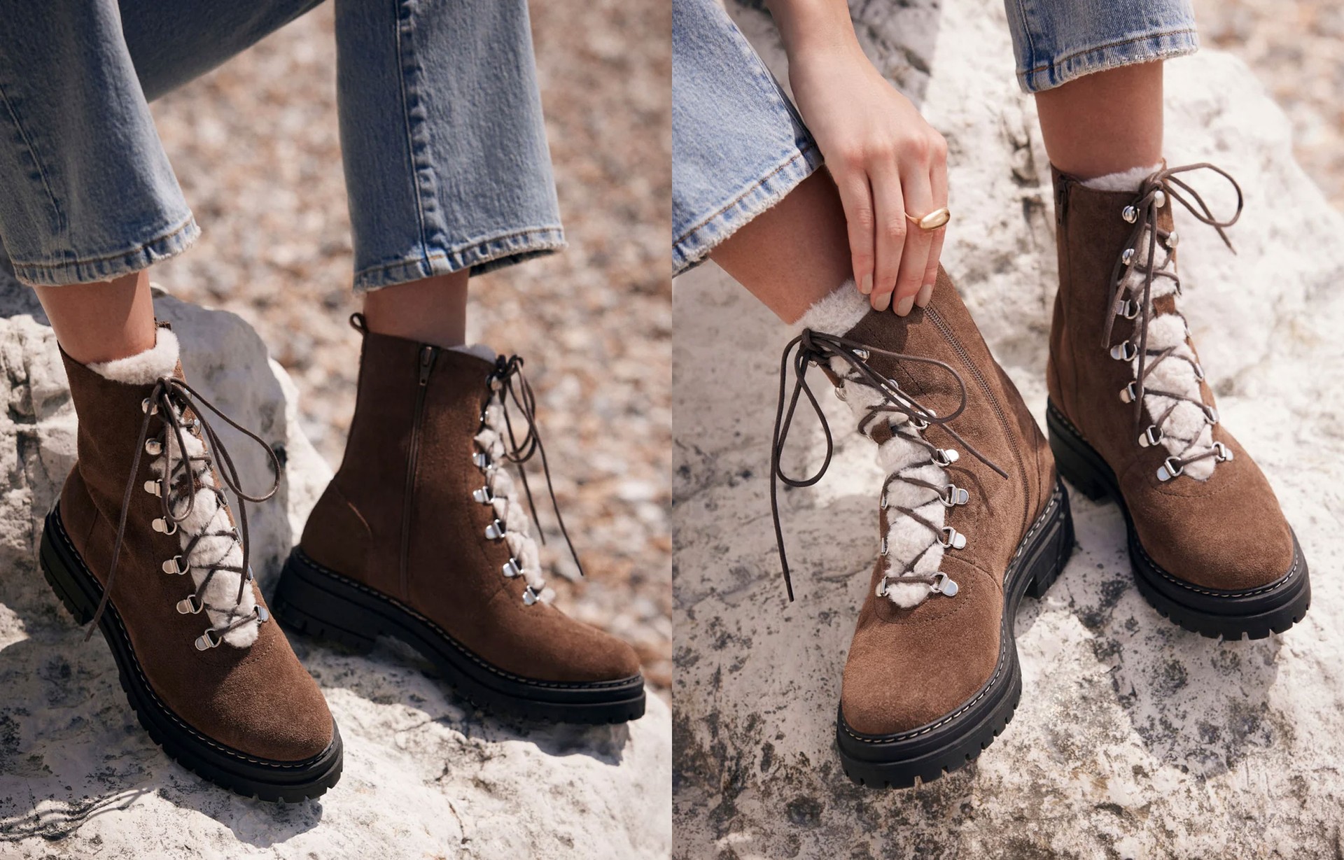 Tan Suede Hiking Boots from Mint Velvet