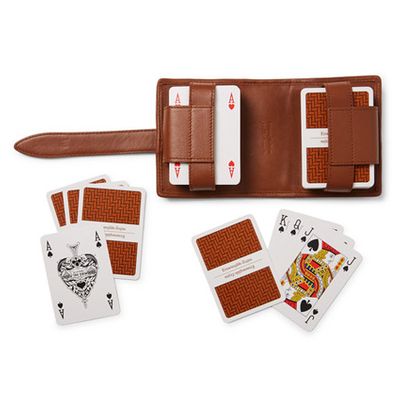 Two Packs of Playing Cards & Pelle Tessuta Leather Case from Ermenegildo Zegna