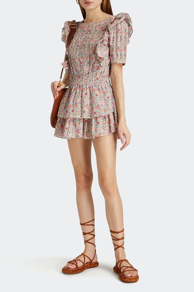 Natasha Ruffled Floral-Print Cotton Mini Dress from LoveShackFancy