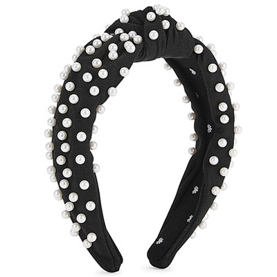 Black Embellished Canvas Headband from Lele Sadoughi