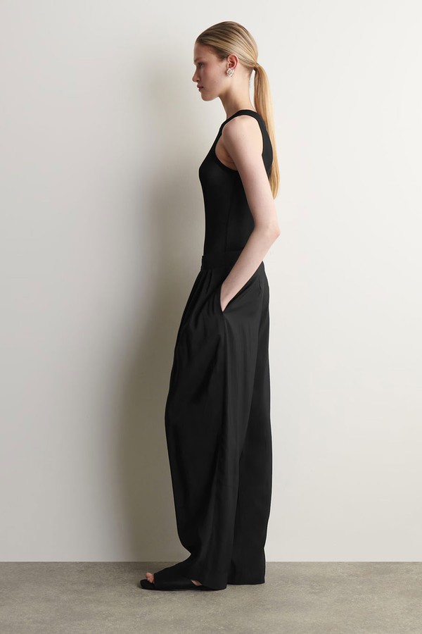 Draped Pleated Straight-Leg Trousers from COS