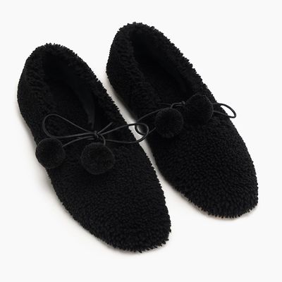 Lulu Shearling Slippers in Black