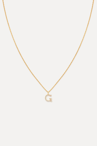 G Initial Pavé Pendant Necklace In Gold from Astrid & Miyu