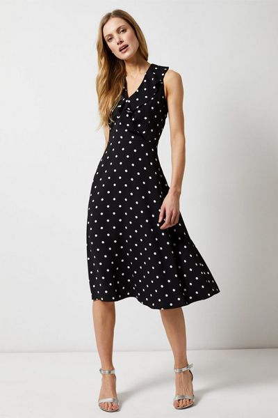 Sport Print Ruffle Midi Skater Dress