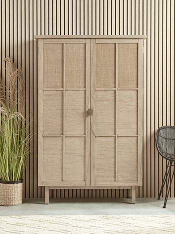 Boren Weathered Mindi Wood & Rattan Storage Cabinet, £889.99