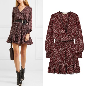 Wrap Effect Printed Crepe Mini Dress from MICHAEL Michael Kors