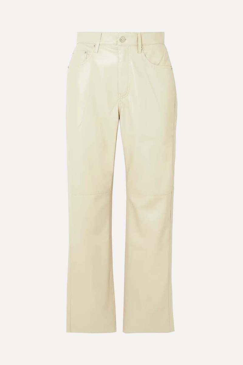 Vinni Cropped Vegan Leather Straight-Leg Pants from Nanushka