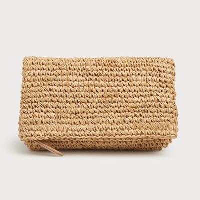 Danika Foldover Straw Clutch