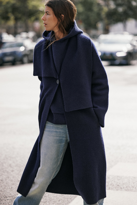 Wool Coat With Asymmetric Lapel Collar from Zara