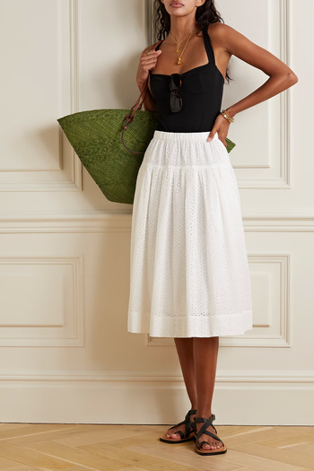 June Broderie Anglaise Cotton Midi Skirt from Alex Mill