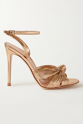 Portia 105 Knotted Metallic Leather Sandals from Gianvito Rossi