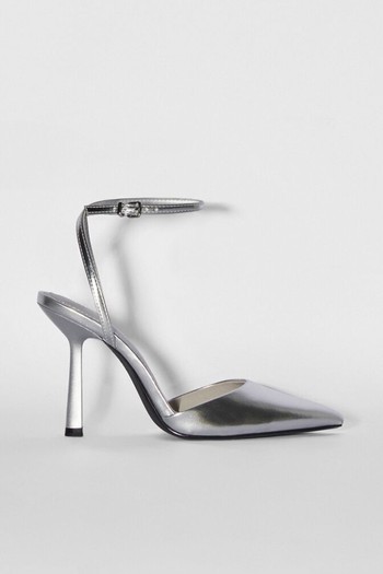 High-Heel Metallic Sling Back Shoes from Bershka