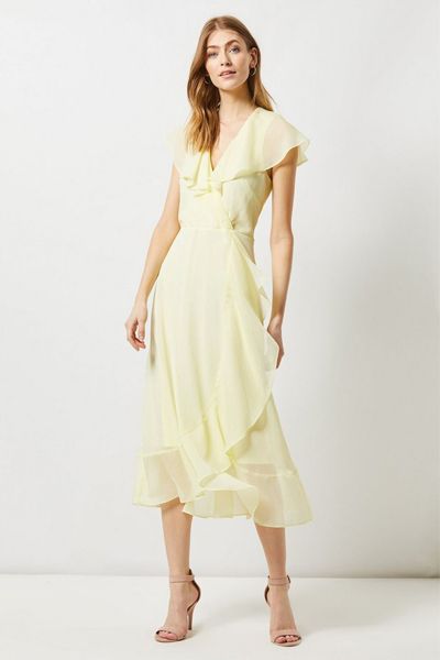 Billie & Blossom Tall Yellow Glitter Midi Dress