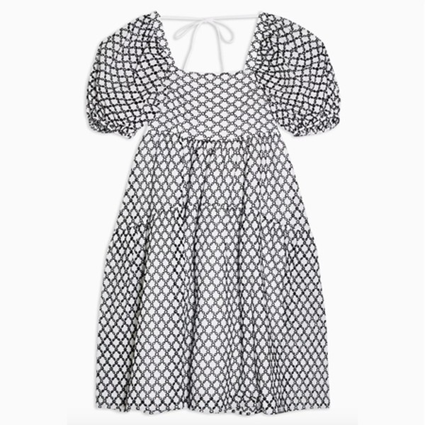 Black And White Embroidered Chuck On Dress