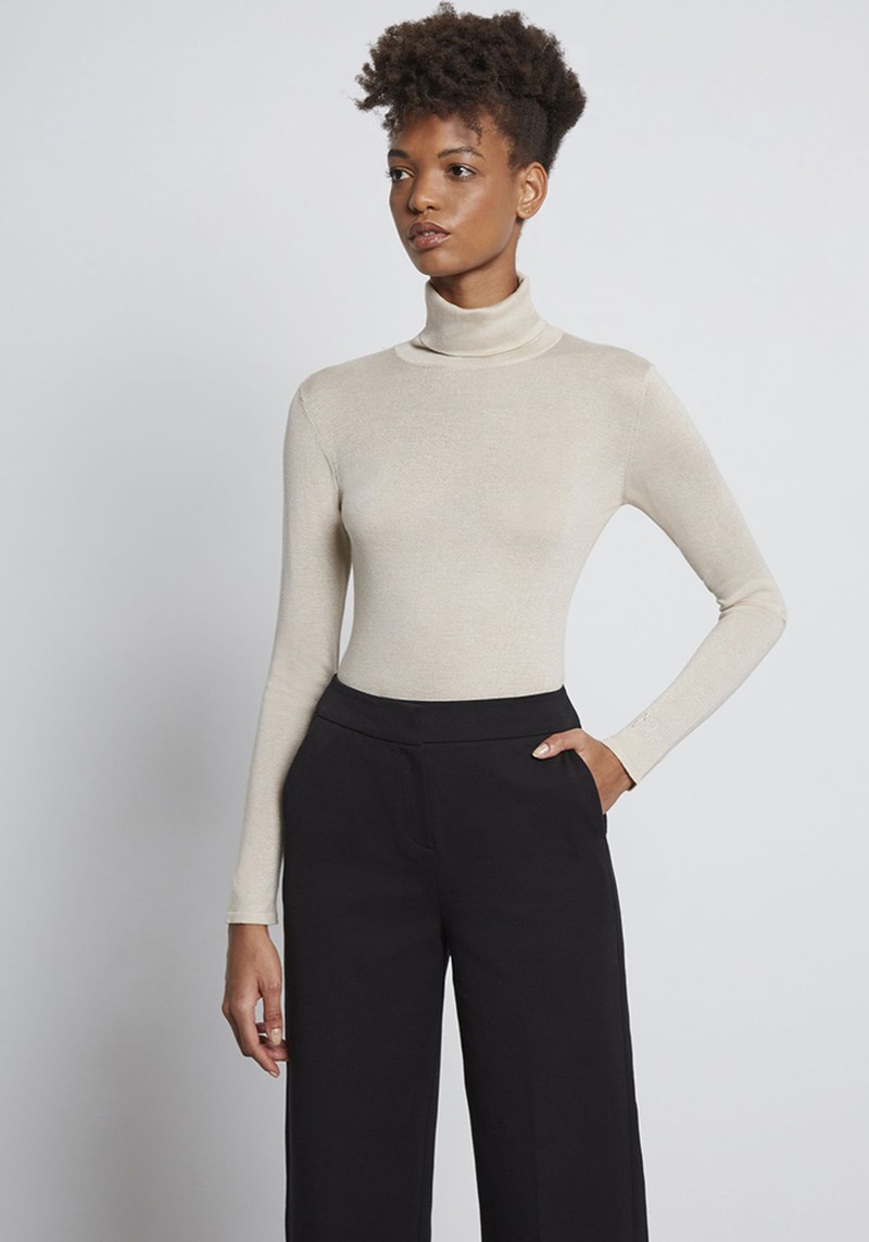 Silk & Cashmere Blend Turtleneck Body With Embroidered Logo from Novo London