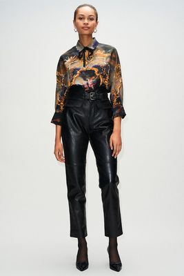 Leather Crocodile Patterned Pants from Claudie Pierlot