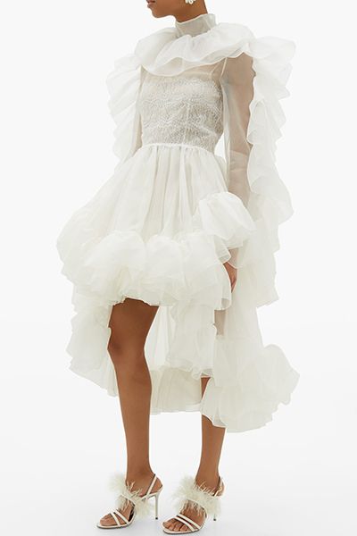 Ruffled Dip-Hem Silk-Organza Dress from Christopher Kane