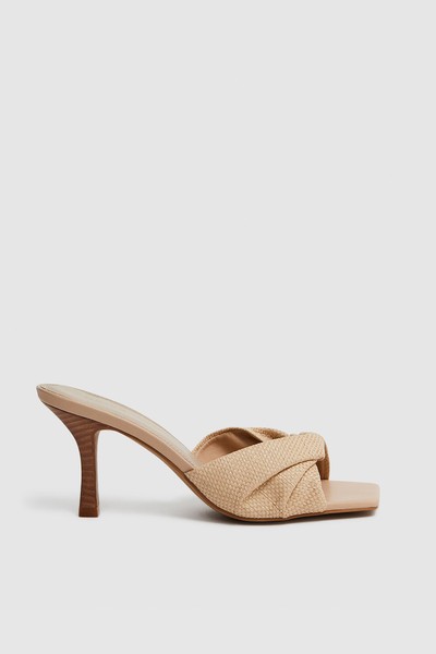 Devon Raffia Slip On Mule Heels