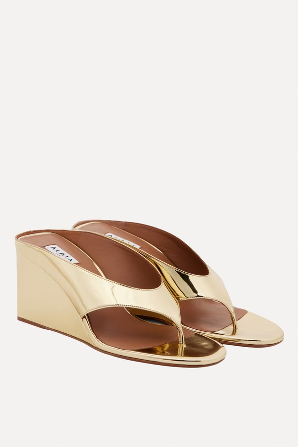 Cube Metallic Wedge Thong Sandals from Alaïa