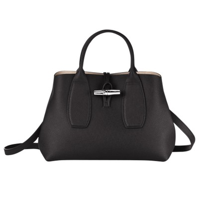 Roseau Glossy Leather Large Top Handle Bag from Longchamp