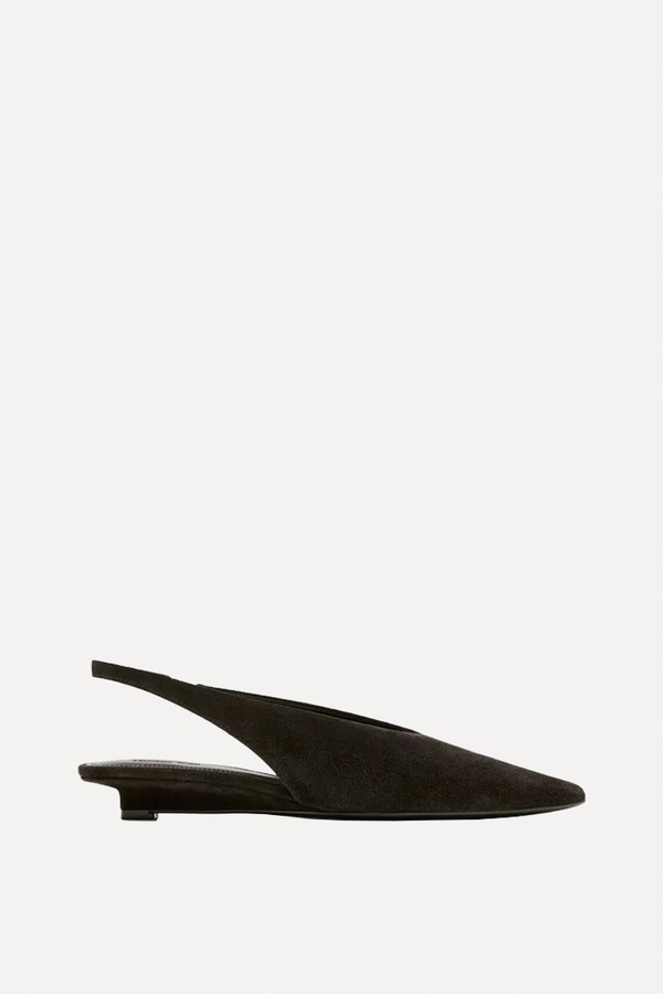 Split Suede Leather Slingback Shoes