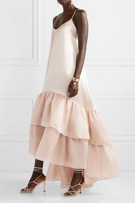 Angelique Tiered Silk-Blend Satin & Organza Maxi Dress from Silvia Tcherassi