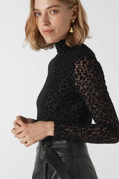Flocked Animal Mesh Top from Whistles