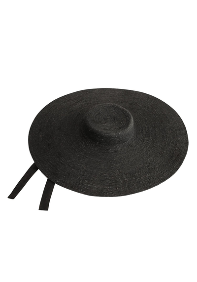 Lola Wide Brim Jute Straw Hat Black from Brunna.Co