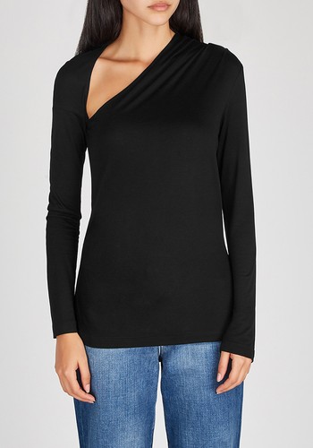 Black Asymmetric Jersey Top from Helmut Lang