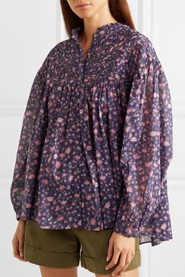 Laila Pintucked Floral Print Cotton Blouse from Isabel Marant Étoile